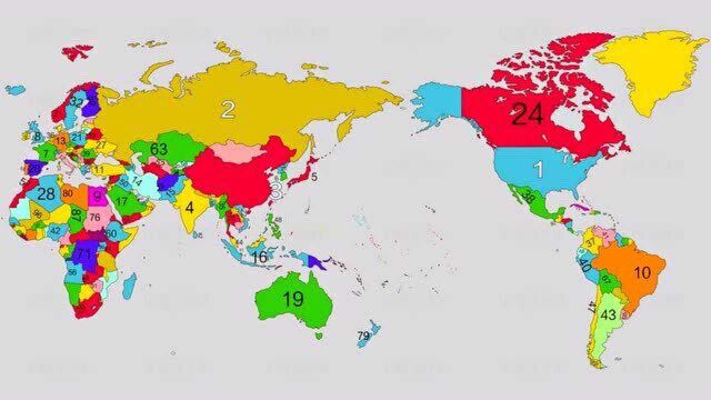 各国军力排名前100地图