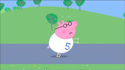 猪爸爸为幼儿园募捐资金而努力奔跑趣味卡通儿童简笔画