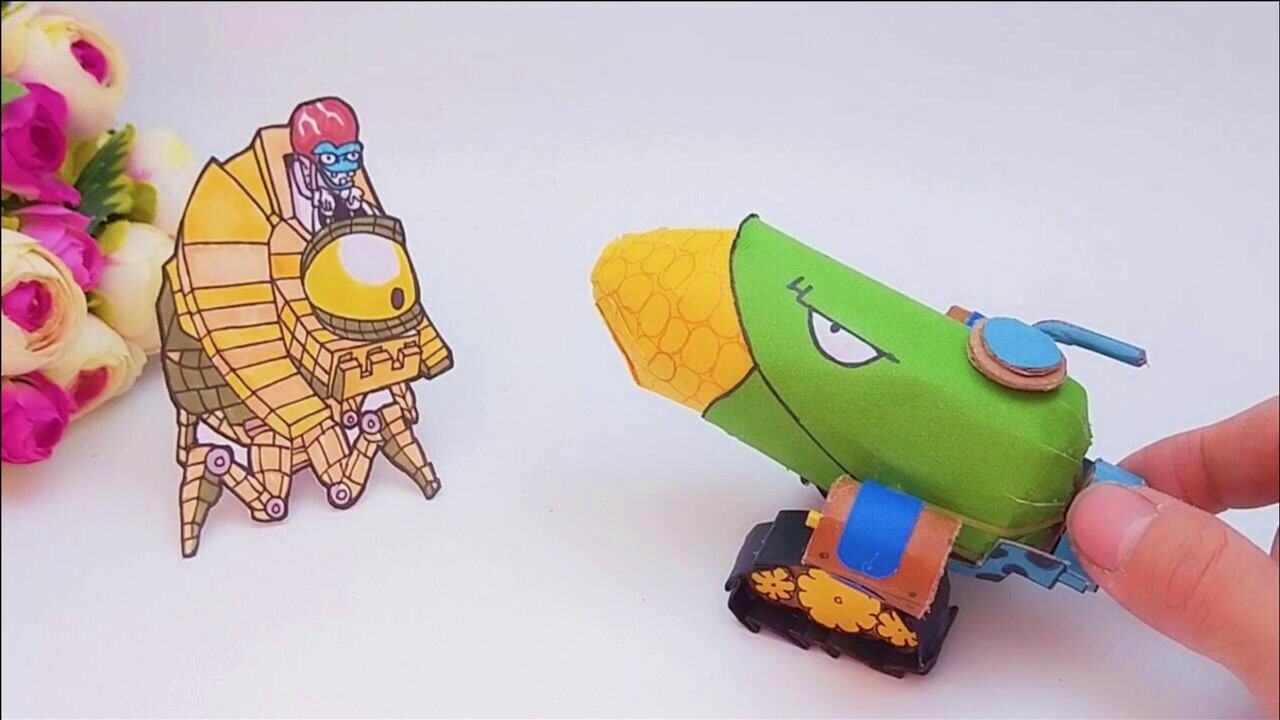 用废纸板做玉米加农炮可以发射打僵尸太好玩了小朋友很喜欢