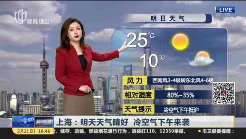 上海：明天天气晴好  冷空气下午来袭