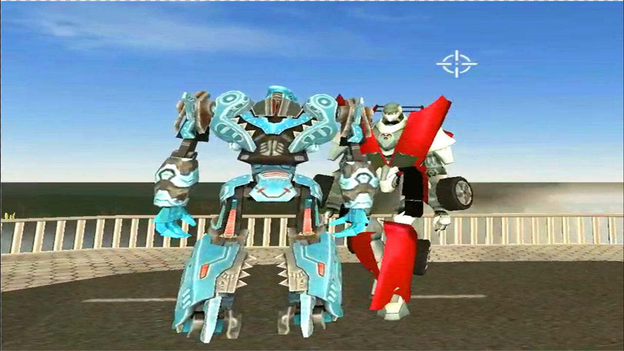 机械鲨英雄:机械鲨从水中跳出,大战红色机器人!