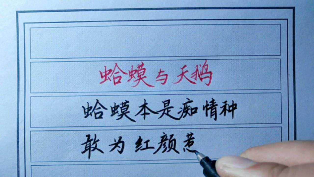 秀丽笔楷书练习,蛤馍本是痴情种……_腾讯视频