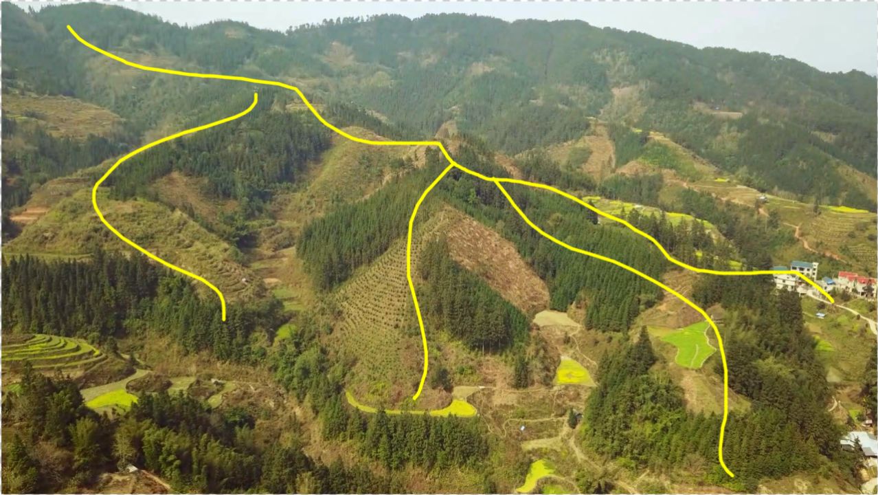 此地巨龙盘山,龙脉清晰可见,真是大富大贵的风水宝地