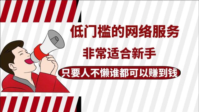 低门槛的网络服务,非常适合新手,只要人不懒谁也可以赚到钱