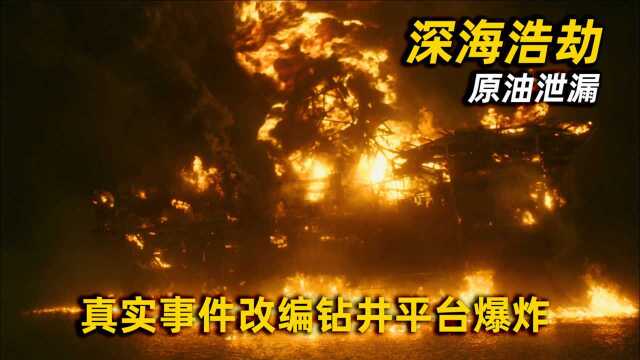 真实事件改编,海上钻井平台爆炸,造成大量原油泄漏 ,高分灾难片《深海浩劫》