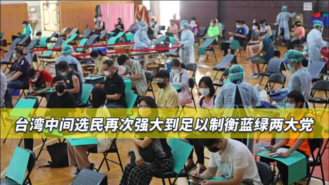 蓝绿丧失实力,台湾中间选民实力迅速扩大,足以制衡蓝绿两大党