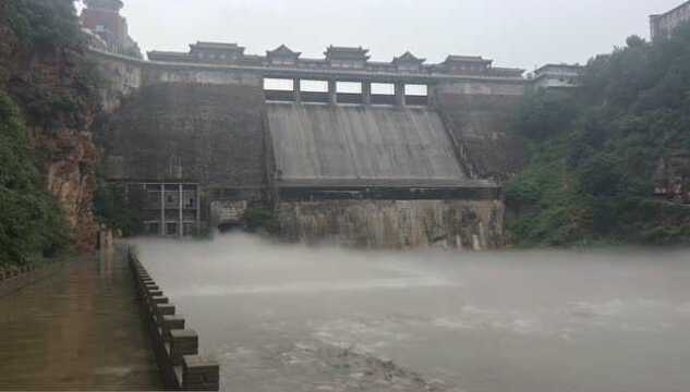 河北邯郸武安西部山区口上水库泄洪备汛