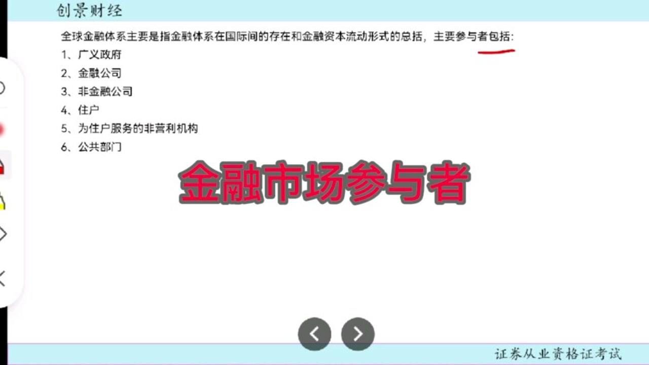 证券从业资格考试:金融市场主要参与者及特殊参与者腾讯视频}