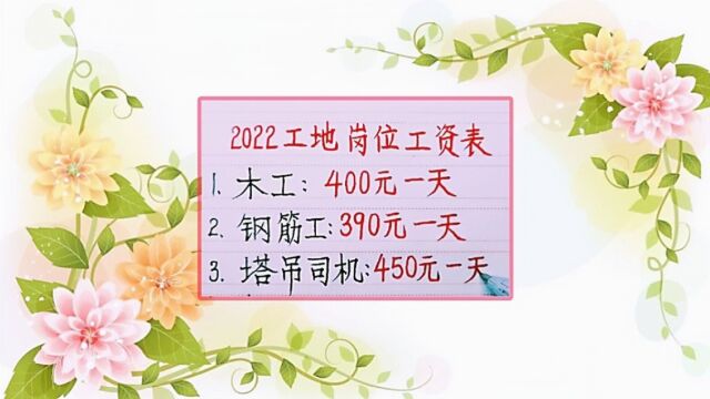 2022工地岗位工资表