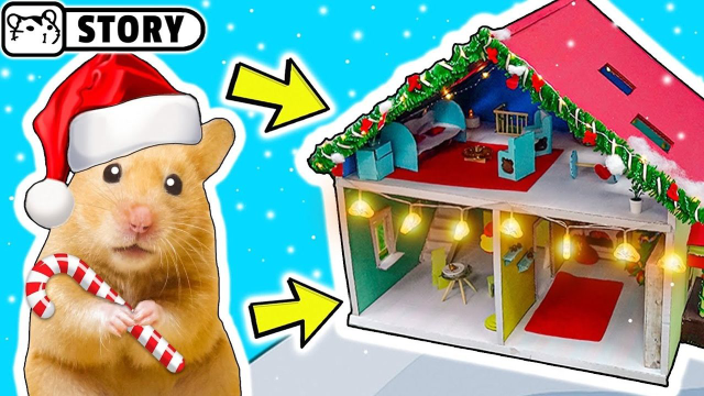 仓鼠历险记:小仓鼠diy圣诞屋,由纸板制作而成,很有意思!