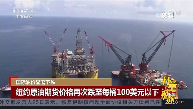 国际油价显著下跌!纽约原油期货价格再次跌至每桶100美元以下