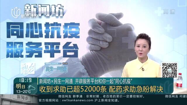 新闻坊x民生一网通 开辟服务平台和你一起“同心抗疫” 收到求助已超52000条 配药求助急盼解决