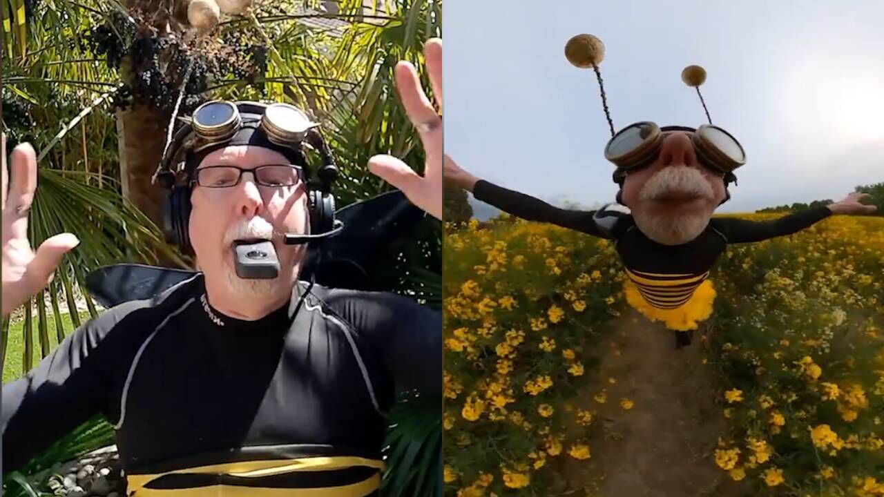 国外一搞怪老爷爷变身小蜜蜂,操作让人意想不到_腾讯视频