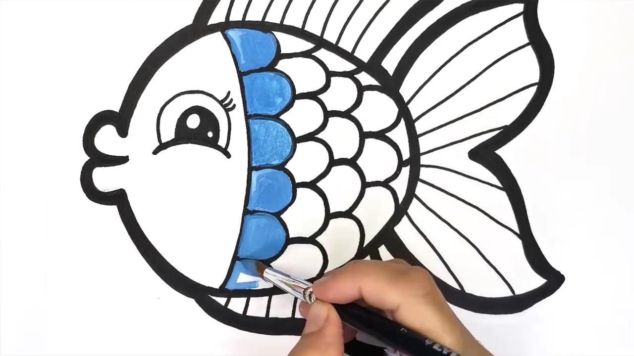 让我们一起学习彩虹鱼的画法和上色方法!