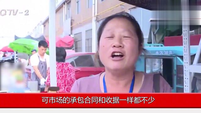 菜场管理收天价管理费,每米1000块不交就堵门,气得店主举刀维权