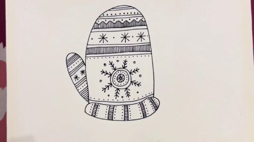 简笔画:漂亮的手套线描画