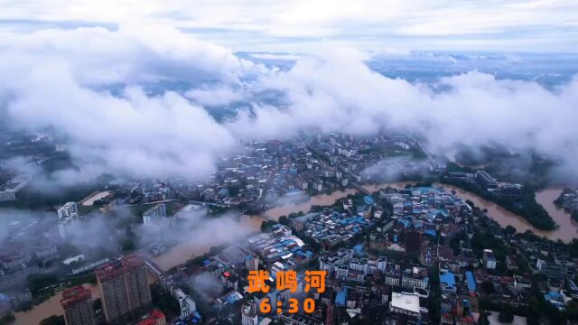 强降雨致武鸣河水位上涨!城区低洼路段内涝积水