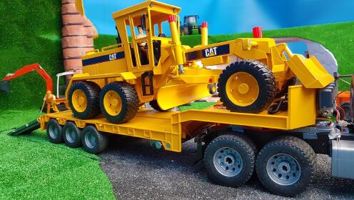 大卡车运输推土机,工程车益智玩具