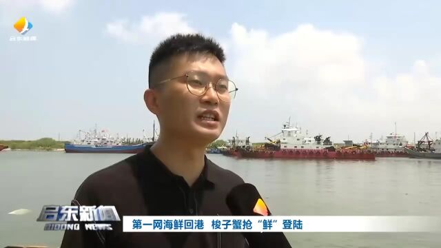 启东吕四渔港第一船梭子蟹回港