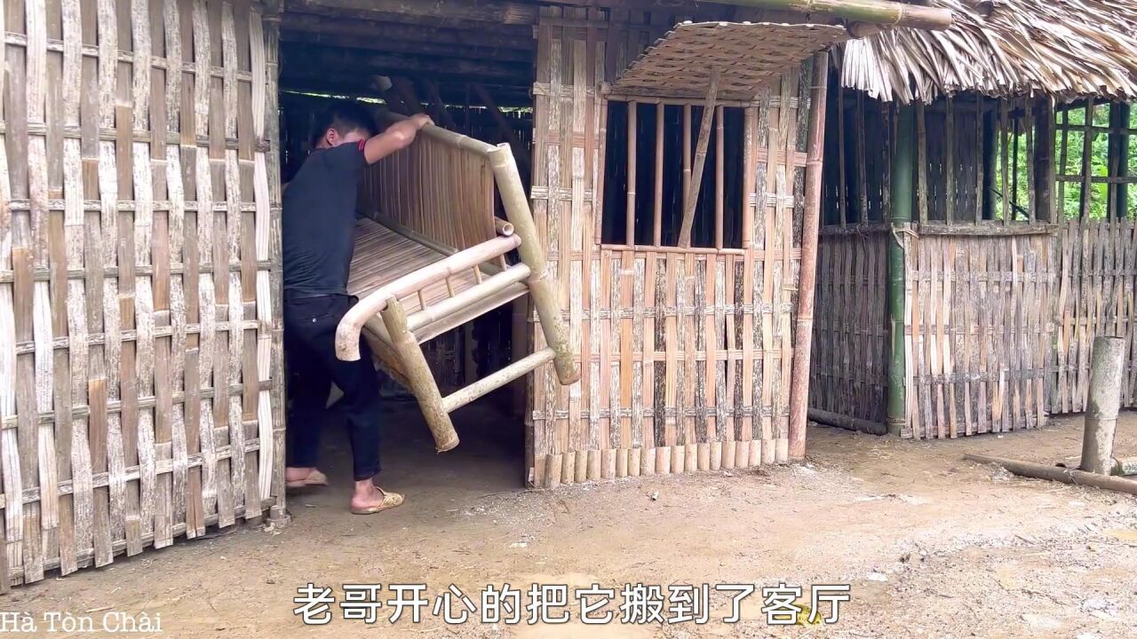 60天挑战不用一颗钉子，建造二层楼房、淋浴房，打造竹床、竹沙发_腾讯视频