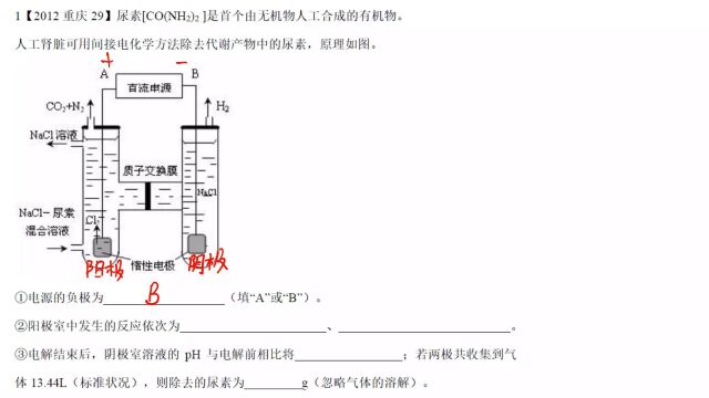 2012重庆高考化学29电化学部分