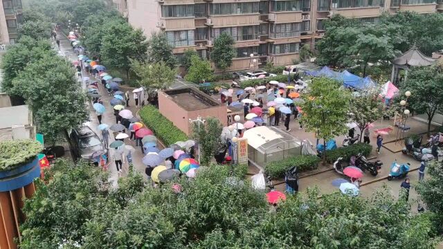 风雨中排队做核酸