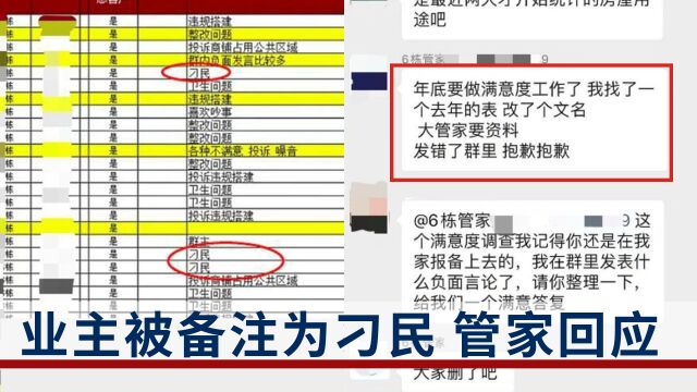 业主被备注为刁民?物业:前任管家所为,确系工作失职