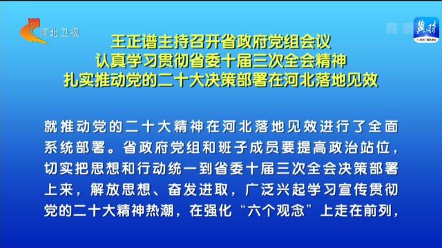 王正谱主持召开河北省政府党组会议