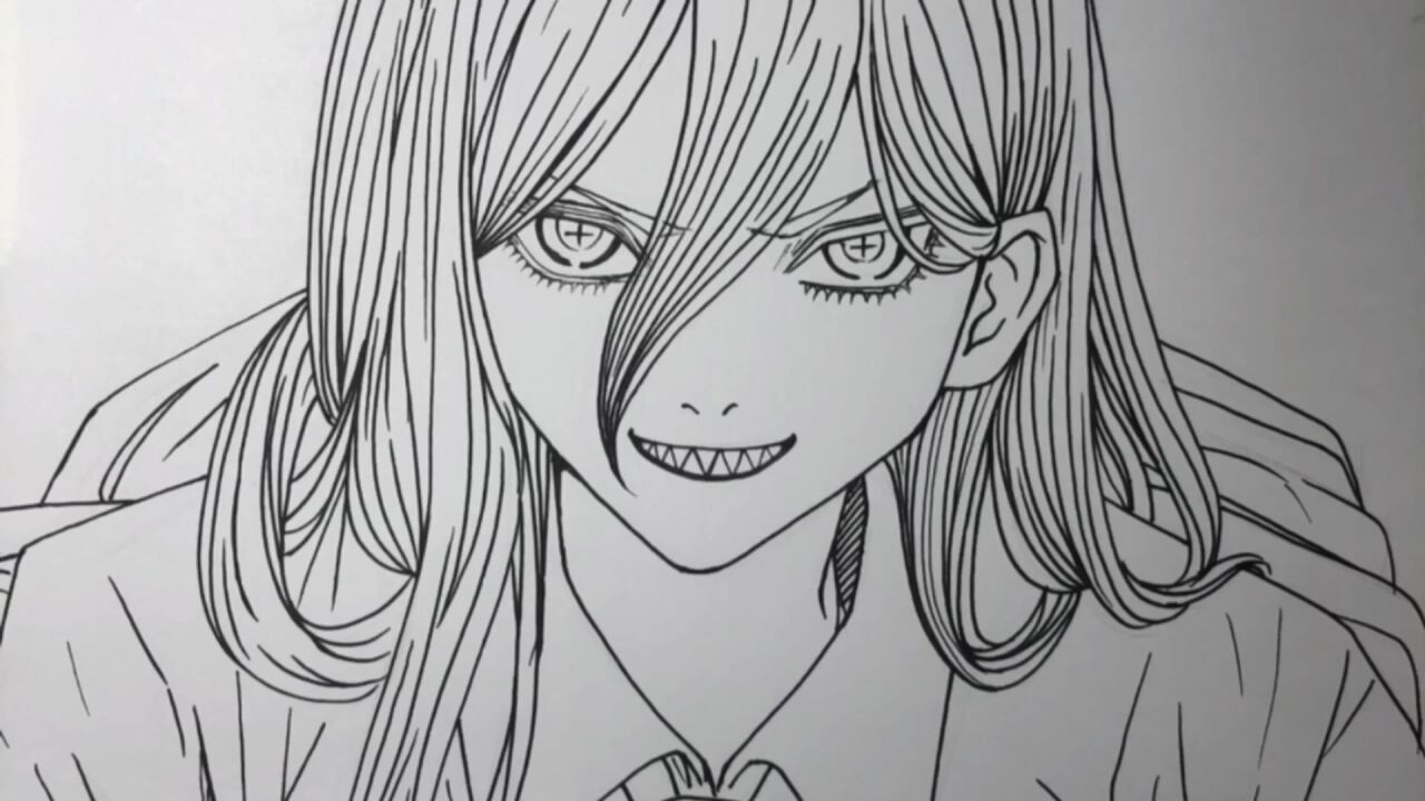 原声解压勾线绘画电锯人帕瓦._腾讯视频