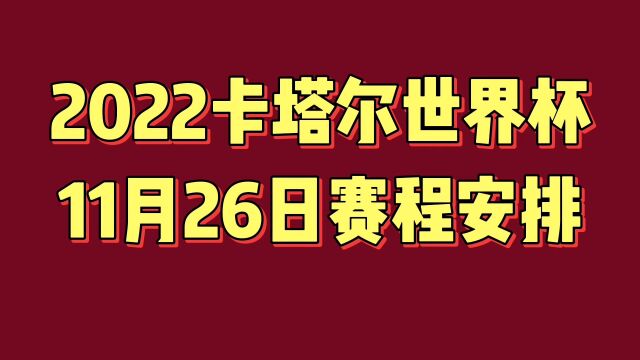 2022卡塔尔世界杯11月26日赛程安排,值得关注