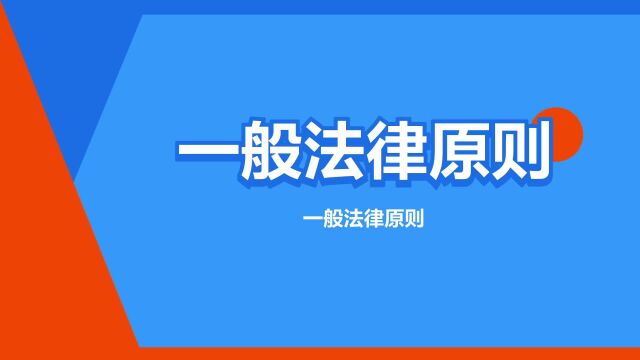 “一般法律原则”是什么意思?