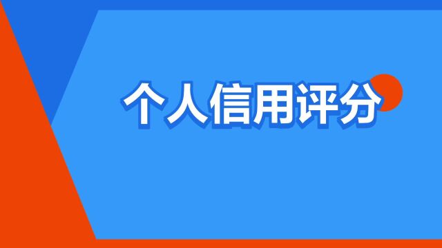 “个人信用评分”是什么意思?