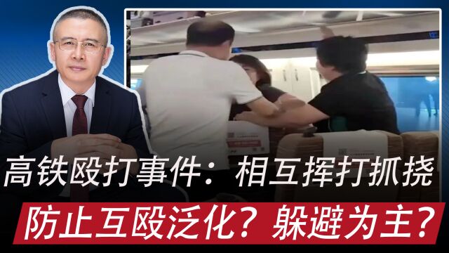 高铁殴打事件,属相互挥打抓挠:防止互殴泛化?遇殴打躲避为主?