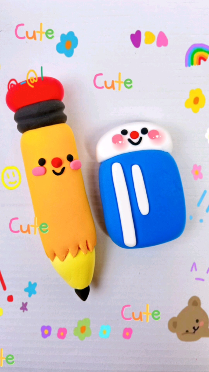 开学季用粘土做可爱的铅笔橡皮