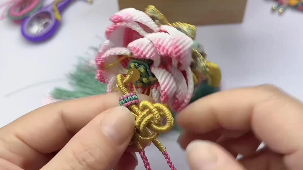 莲花车挂编绳教程挂绳完结篇