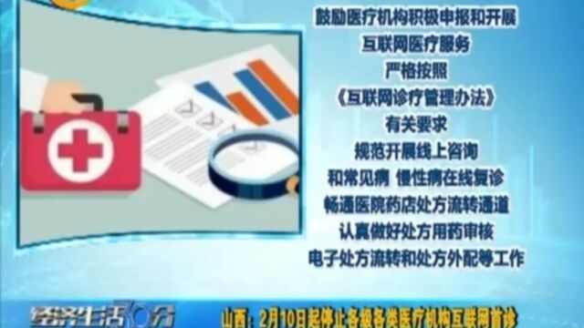 山西:2月10日起停止各级各类医疗机构互联网首诊