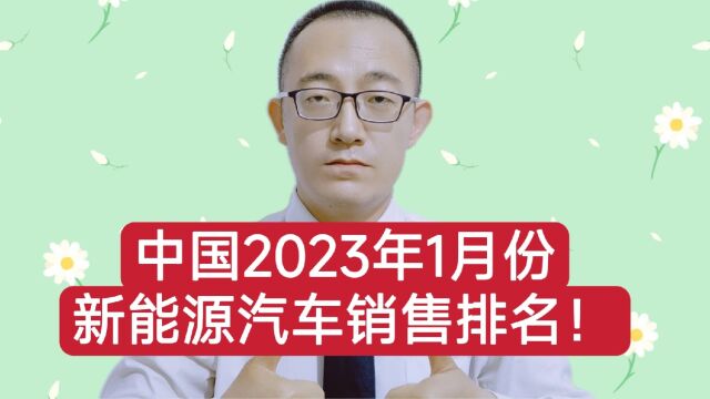 中国2023年1月份,新能源汽车销售排名!