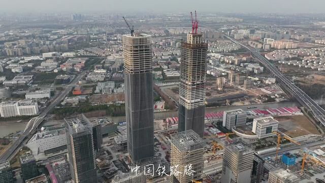 张江 科学之门 上海最高双子塔320m#地标建筑 #城市建设 #航拍 #上海 #高楼大厦