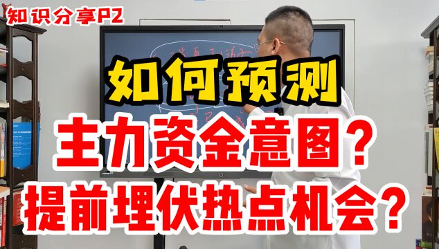 如何预测主力资金意图?牢记3个关键点,教你提前埋伏热点机会!