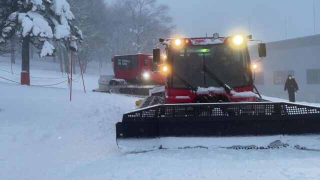 山形县藏王 行驶在树冰中的雪上车