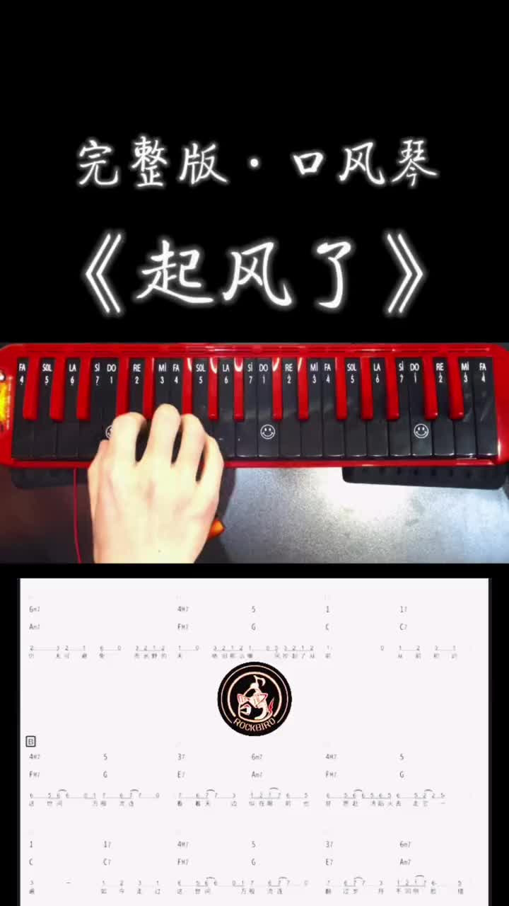 《起风了》简谱完整版口风琴教学示范演奏_高清