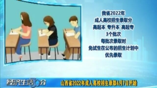 山西省2022年成人高校招生录取4月7日开始