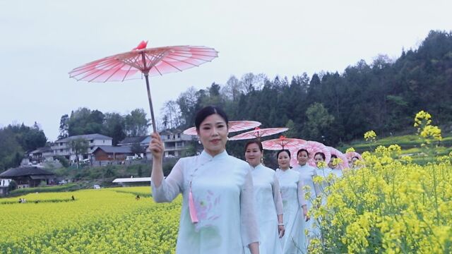 热烈祝贺盛家坝镇第七届乡村休闲文化旅游推介活动暨首届摄影大赛启动仪式圆满开幕! 恩施州旗协油菜花步道伞秀《 水韵江南》,盛家坝镇石栏村下诣坝