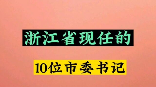 2023年浙江省,10位现任市委书记,你知道都有谁吗?