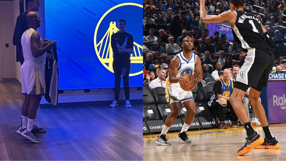 最萌身高差第二弹:保罗和文班亚马交换球衣,合影时偷偷踮脚了