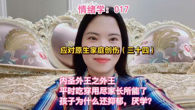 应对原生家庭创伤(三十四)内圣外王之外王,平时吃穿用尽家长所能了,孩子为什么还抑郁,厌学?