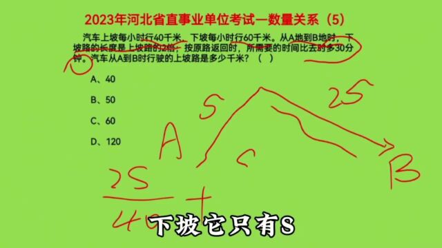 2023河北省直事业单位考试,数量关系5,上坡路是多少千米