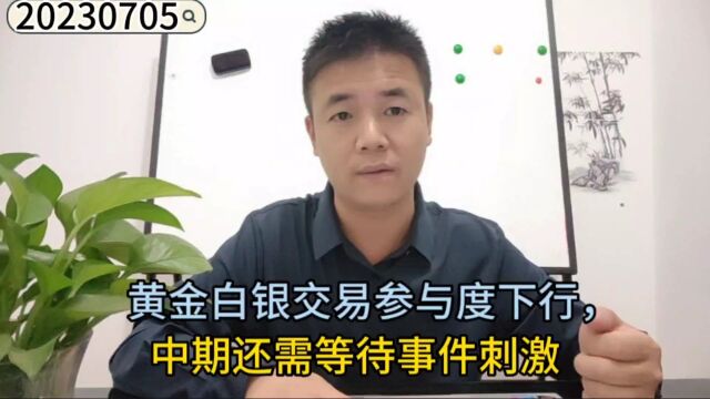 黄金白银交易参与度下行,中期还需等待事件刺激