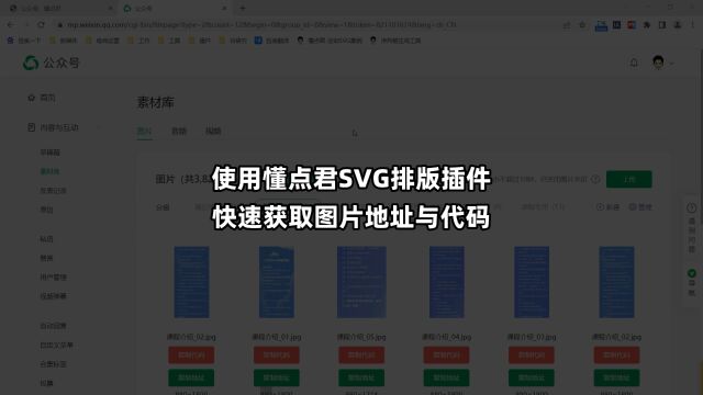 使用懂点君SVG排版插件快速获取图片地址与代码