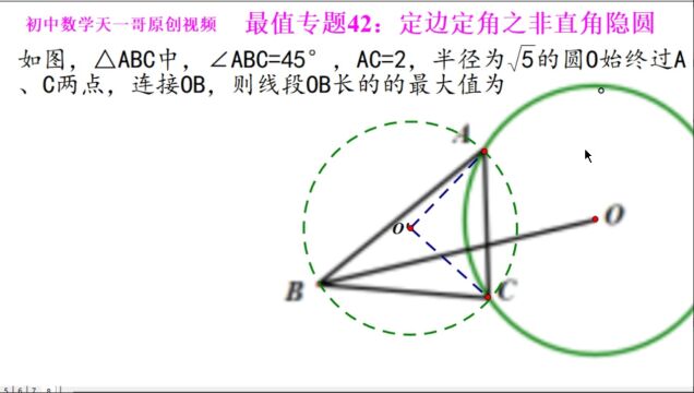 初中数学几何最值专题42.8:定边定角之非直角隐圆